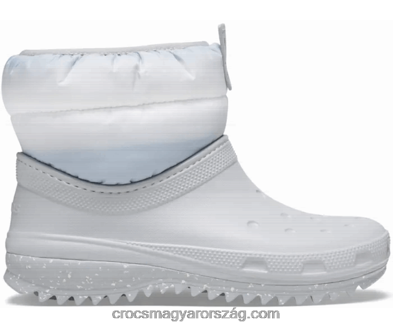nők klasszikus neo puff rövid csizma Crocs világos szürke/fehér 00XTV349