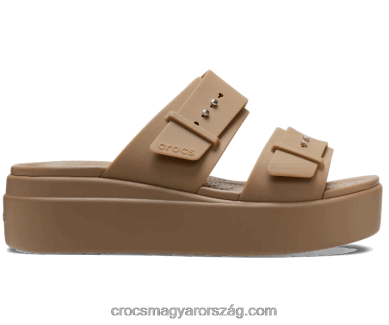 nők brooklyni szandál alacsony ék Crocs khaki 00XTV452