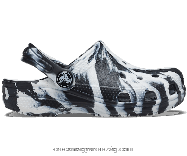 gyerekek kisgyermek klasszikus márvány klumpa Crocs fekete-fehér 00XTV1343