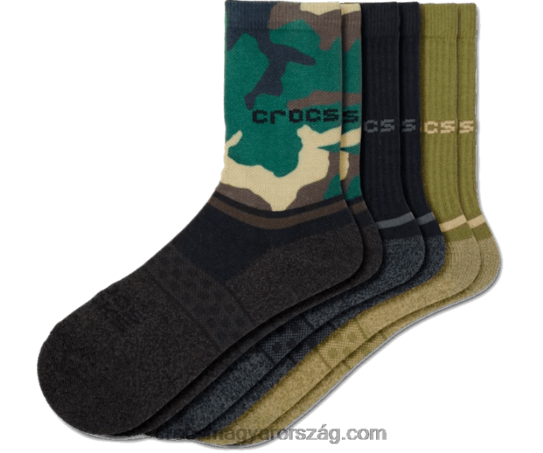 gyerekek socks crew örökzöld 3 csomag Crocs fekete/kamó 00XTV1462